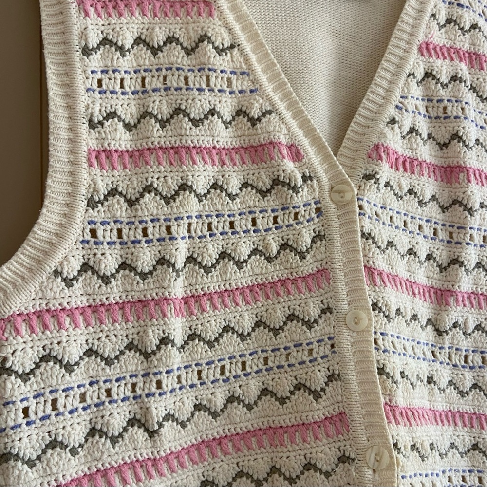 Vintage Northern Reflections 100% Cotton Sweater Vest Women’s Size Large - Picture 2 of 6